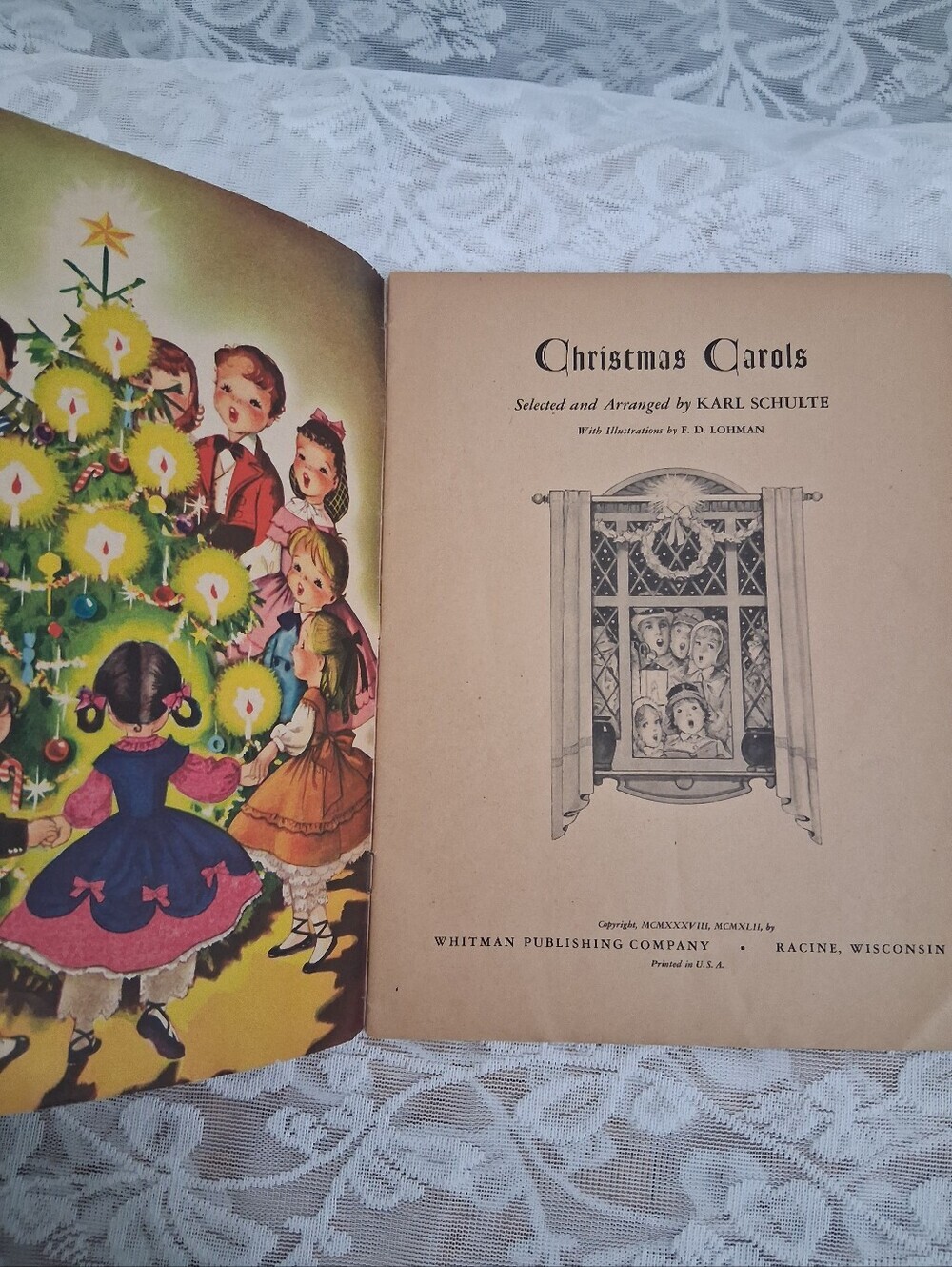 Vintage Whitman Christmas Carols Illustrated Music Books Voice Piano Guitar - Picture 5 of 16